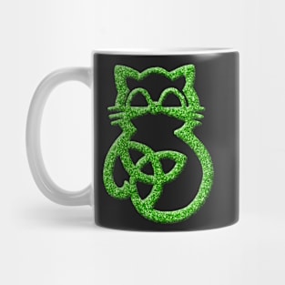 Faux Green Glitter Trinity Knot Celtic Cat Mug